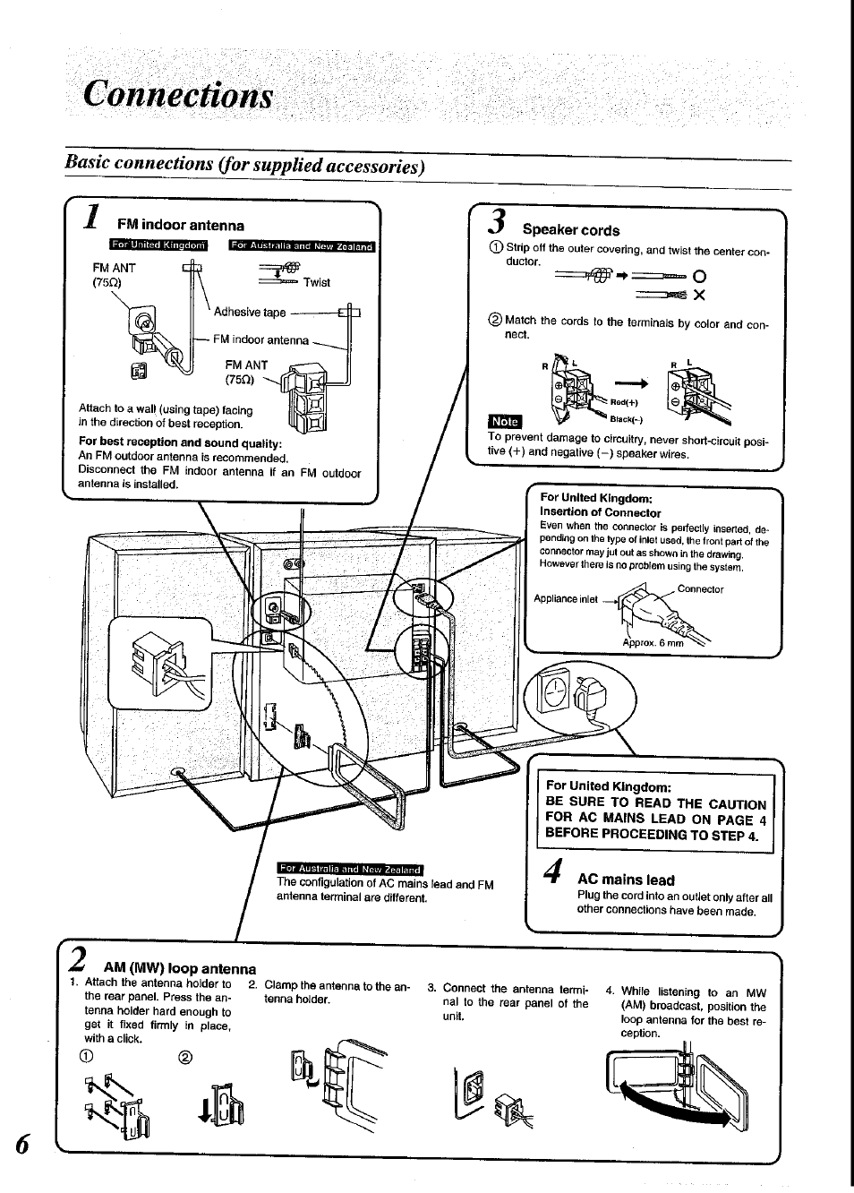 Connections, Basic connections (for supplied accessories), Am (mw) poop antenna | Panasonic SC-CH64M User Manual | Page 6 / 44