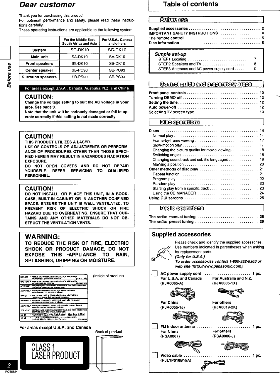 Panasonic SC-DK10 User Manual | Page 2 / 64