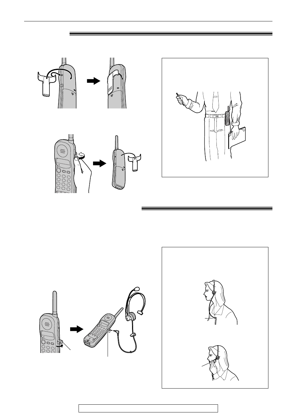 Setup (handset), Belt clip headset (not included) | Panasonic 2000 User Manual | Page 21 / 84