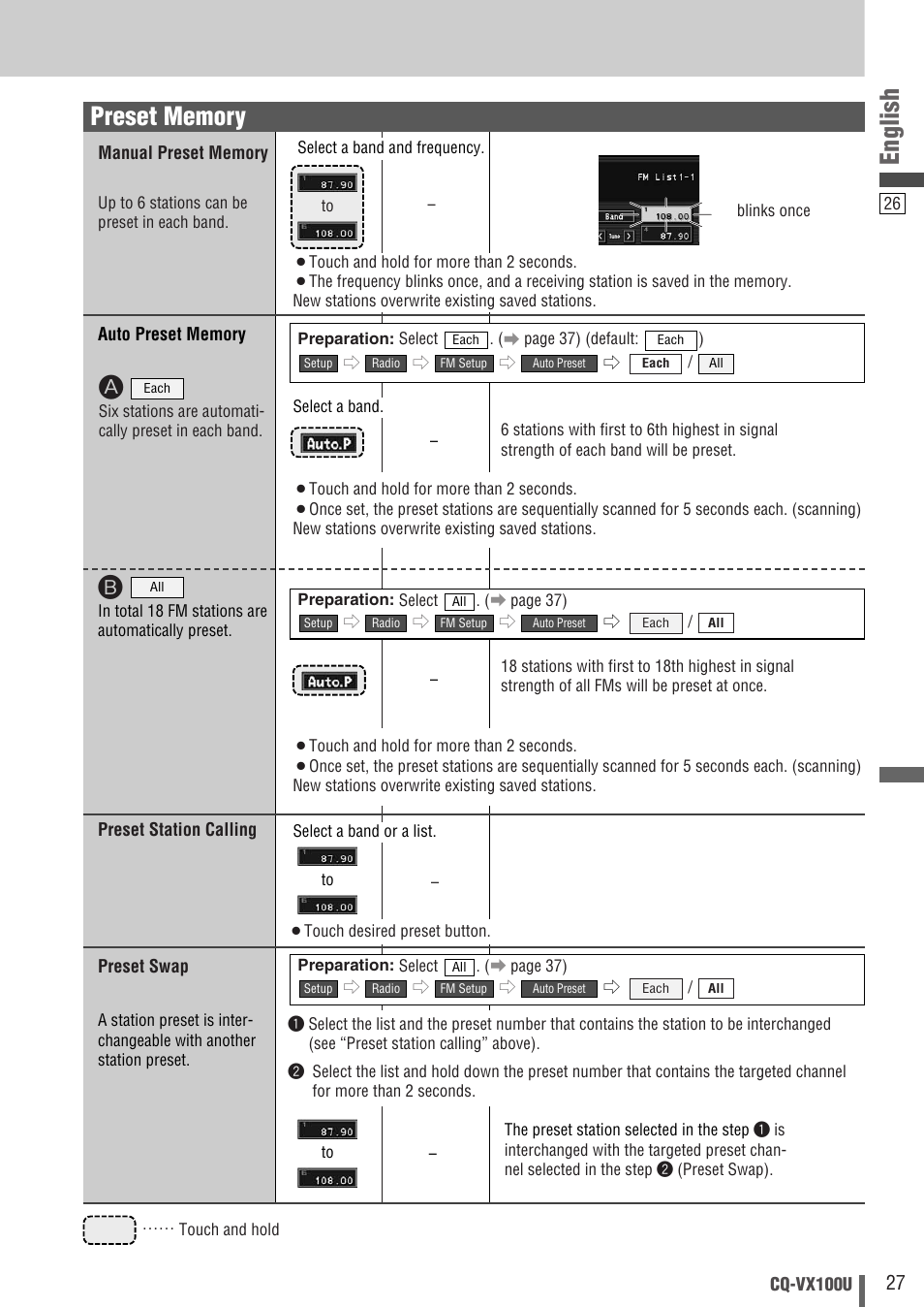 English | Panasonic CQVX100U User Manual | Page 27 / 48