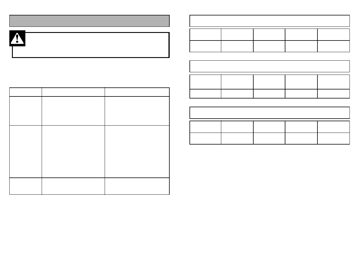 Feature chart, Tableau des caracteristiques, Diagrama de caracteristicas | Warning, Before requesting service | Panasonic MC-V7314 User Manual | Page 11 / 52