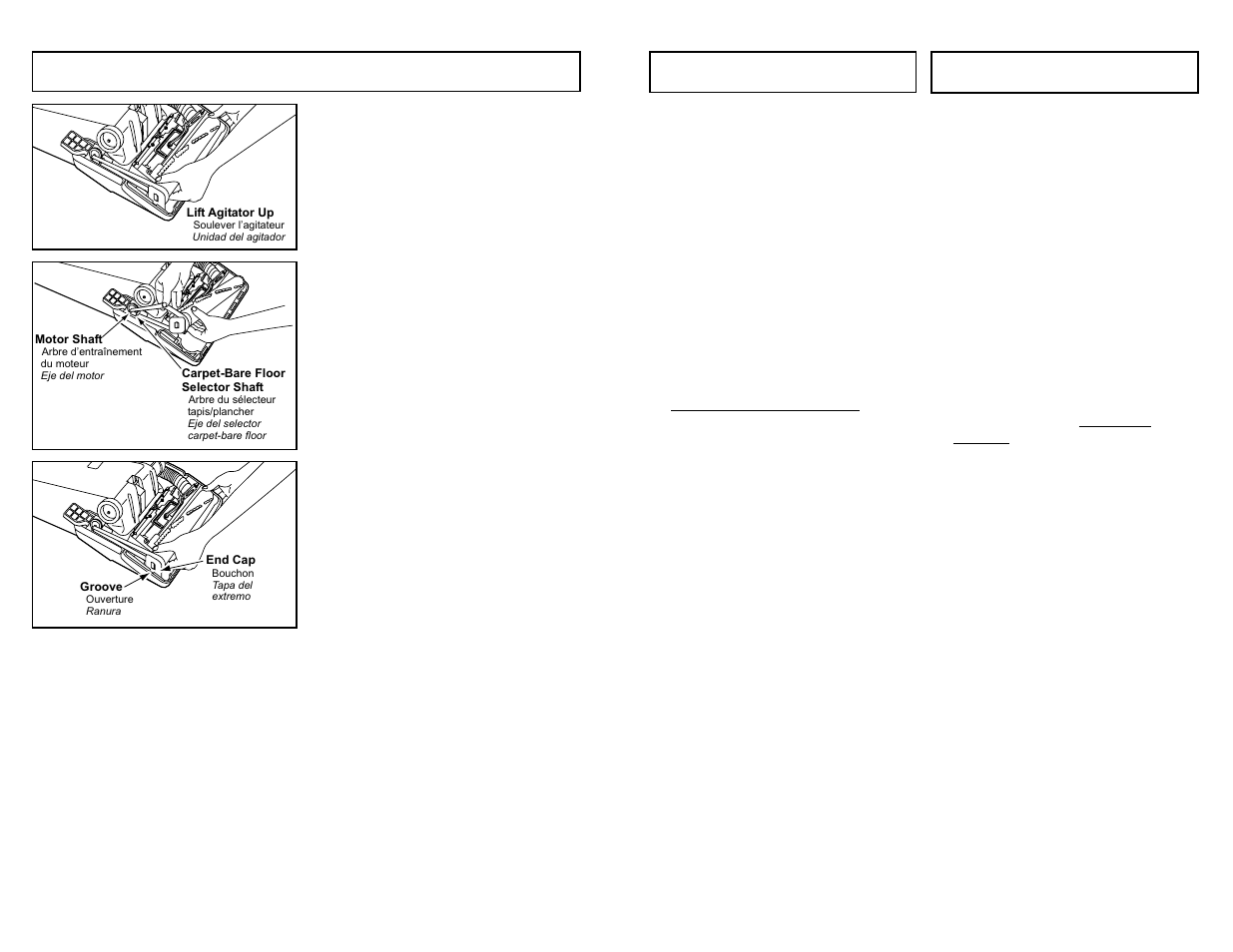 Selecteur tapis / plancher, Selector alfombra-piso, Replacing belt | Panasonic MC-V7314 User Manual | Page 19 / 52