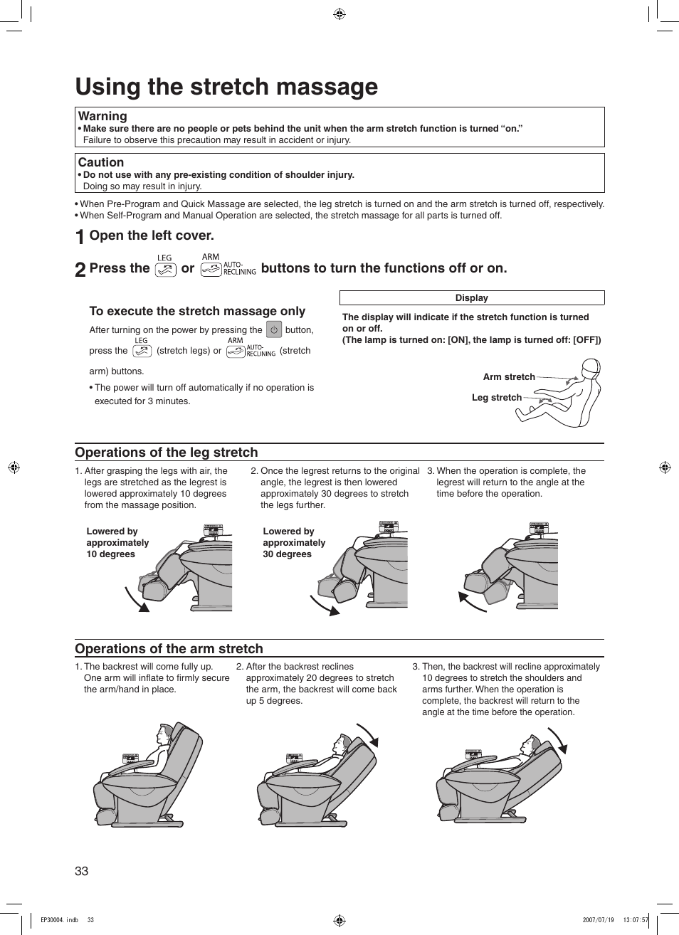 Using the stretch massage | Panasonic EP30004 User Manual | Page 34 / 49