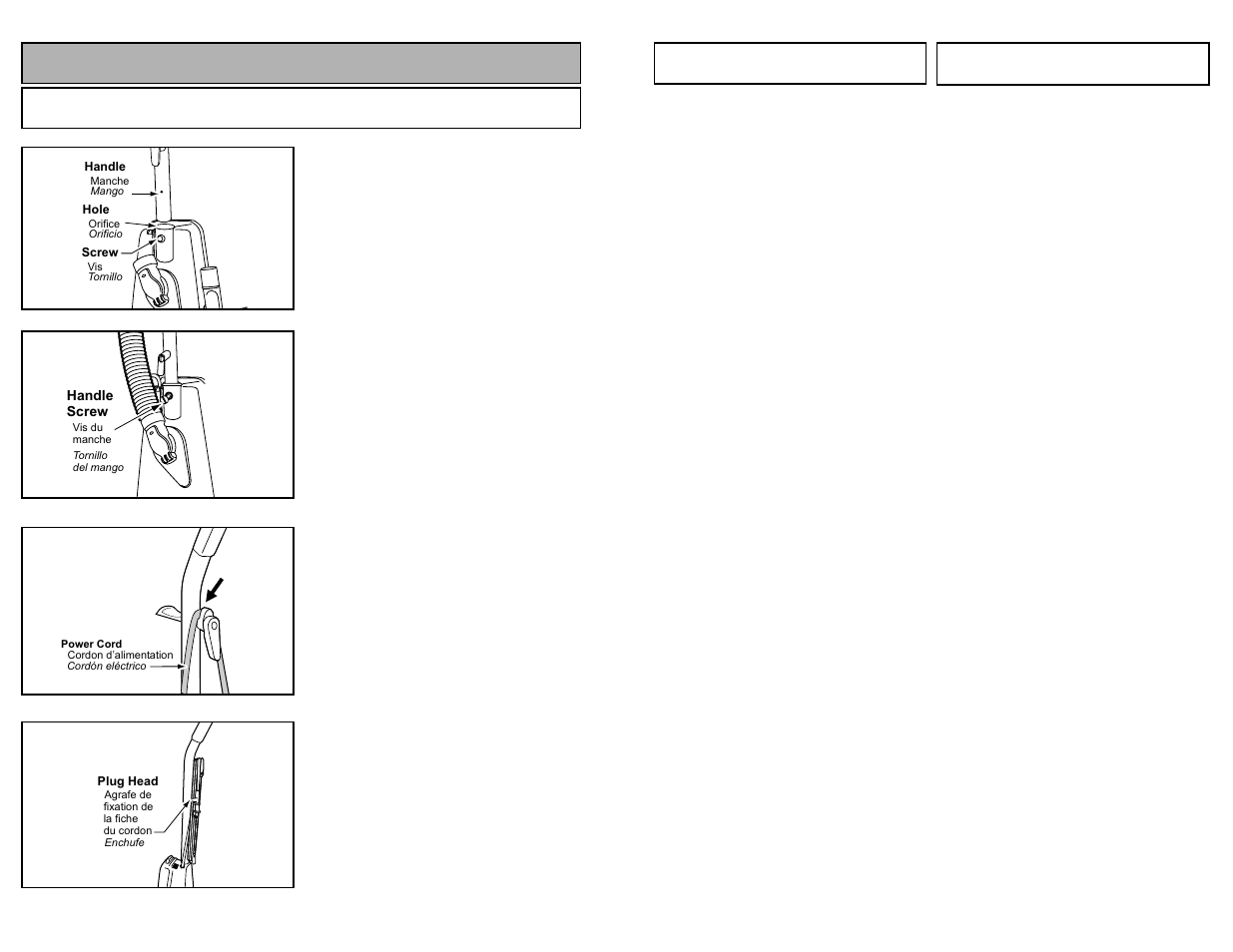Assembly, Attaching handle | Panasonic MC-V5261 User Manual | Page 12 / 48