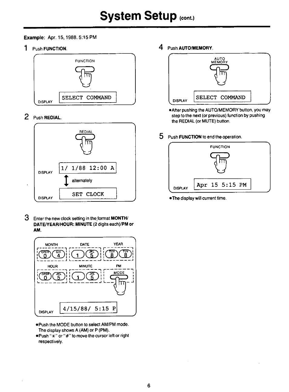 System setup | Panasonic KXF120 User Manual | Page 7 / 54