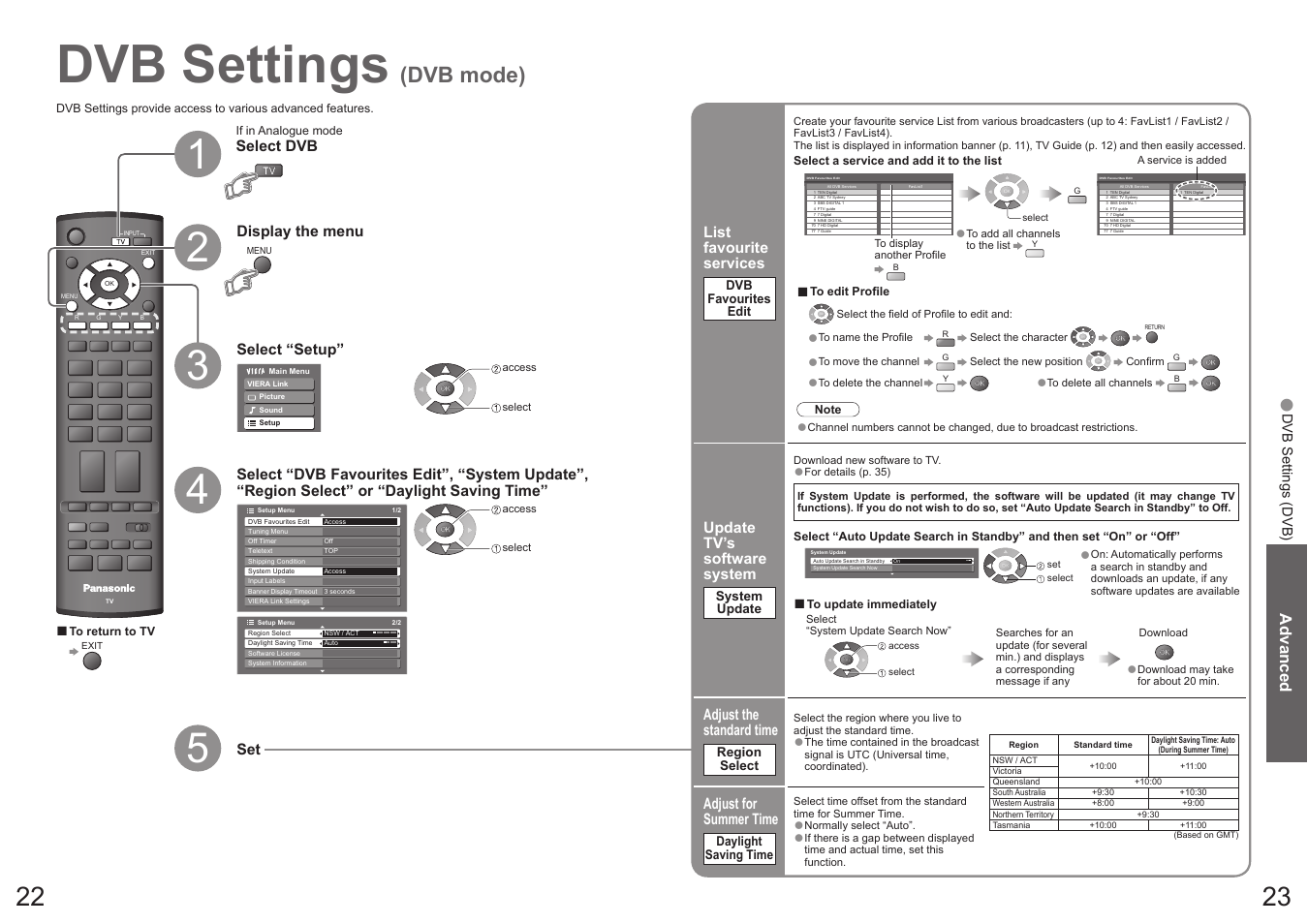 Dvb settings, Dvb mode), Advanced | Panasonic Vieta TX-32LXD70A User Manual | Page 12 / 20