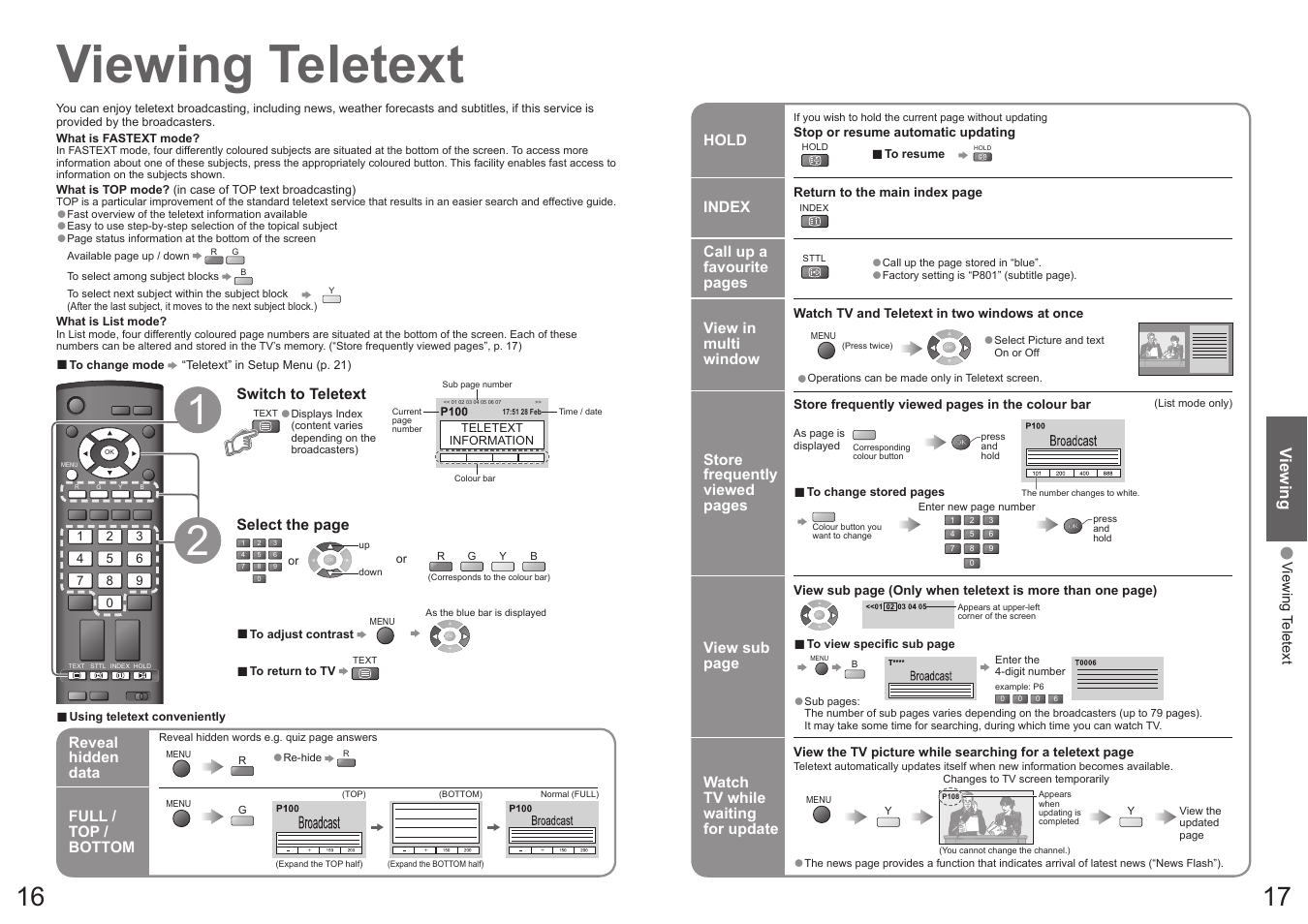 Viewing teletext | Panasonic Vieta TX-32LXD70A User Manual | Page 9 / 20