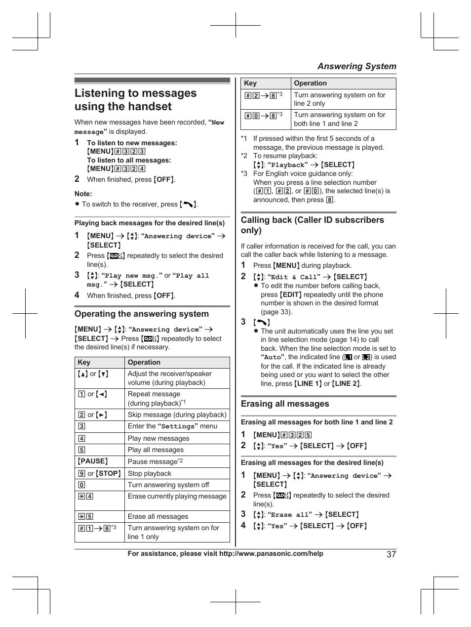 Listening to messages using the handset | Panasonic KX-TG9472 User Manual | Page 37 / 64