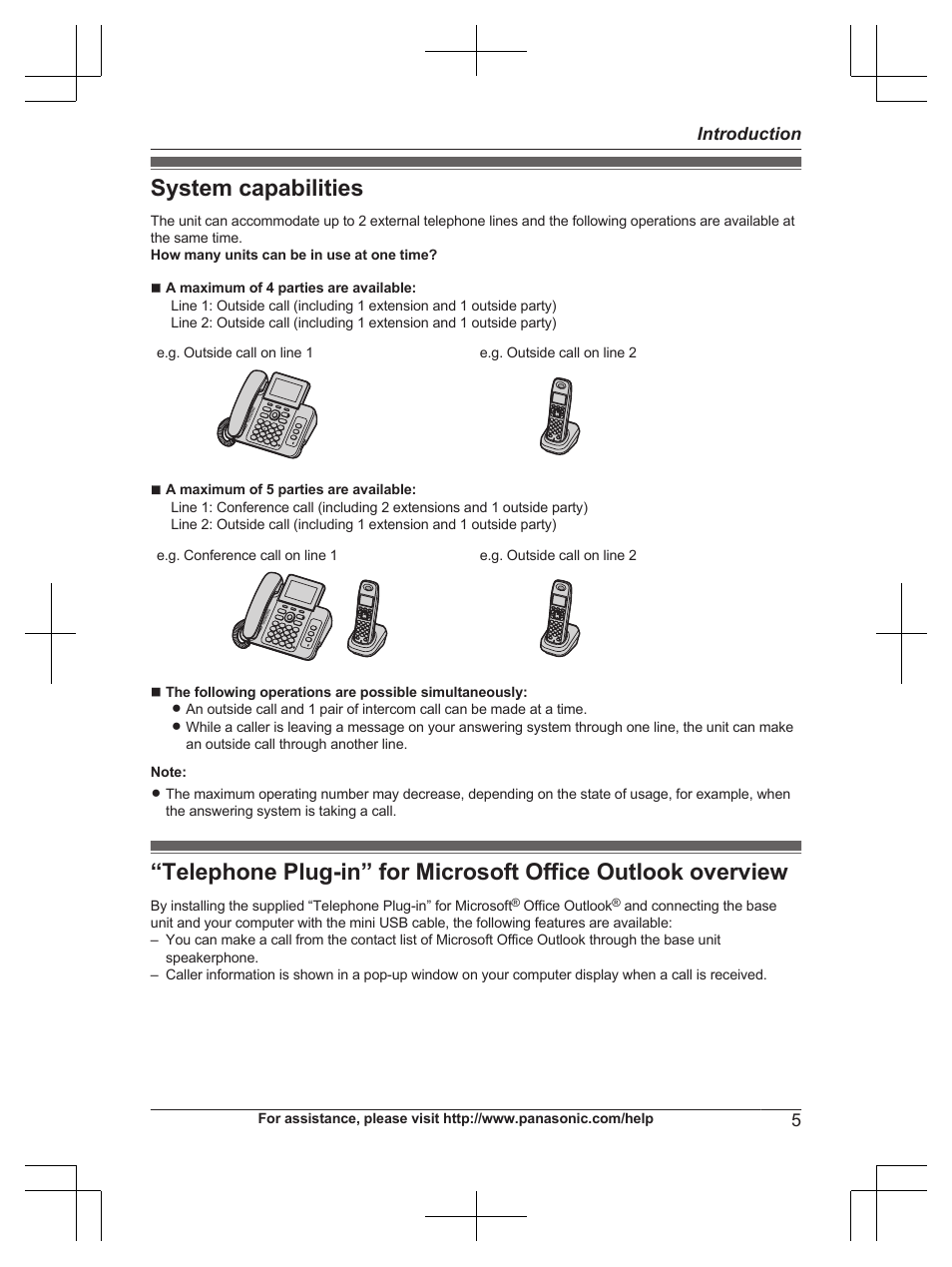 System capabilities | Panasonic KX-TG9472 User Manual | Page 5 / 64