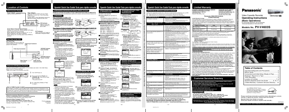 Panasonic PV-V4603S User Manual | 12 pages