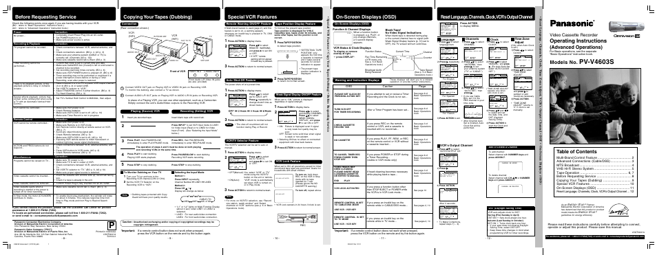 Panasonic PV-V4603S User Manual | Page 7 / 12
