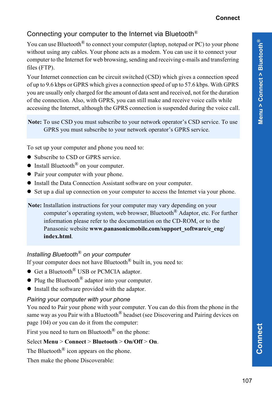 Con n e ct | Panasonic P342i User Manual | Page 106 / 128