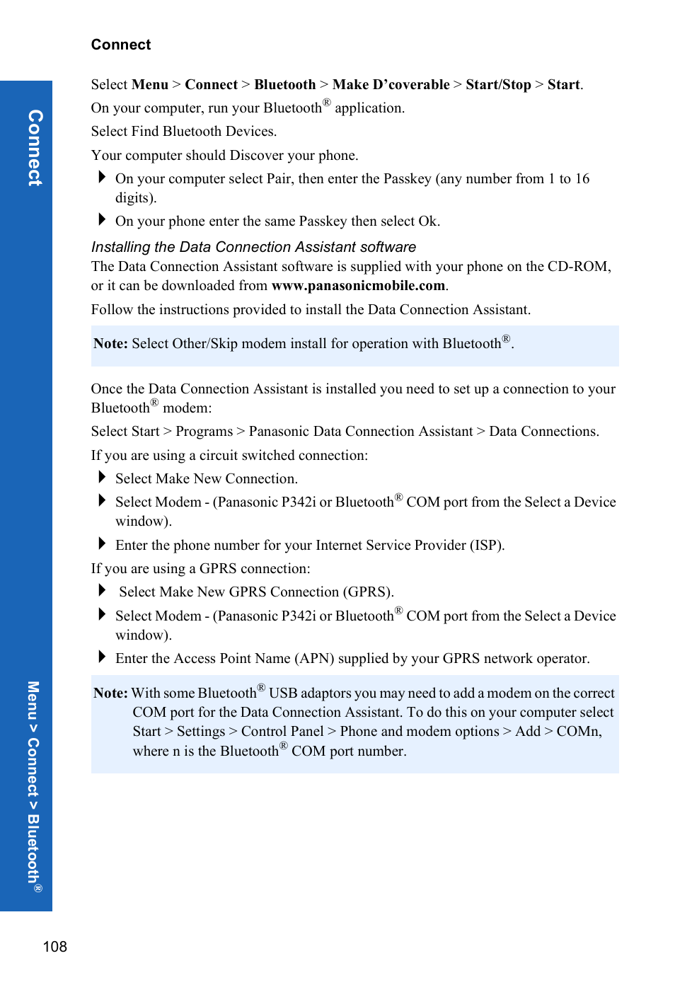 Conn ect | Panasonic P342i User Manual | Page 107 / 128