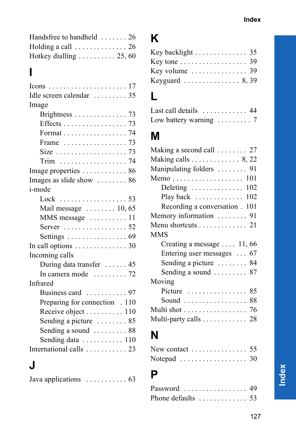 Panasonic P342i User Manual | Page 126 / 128