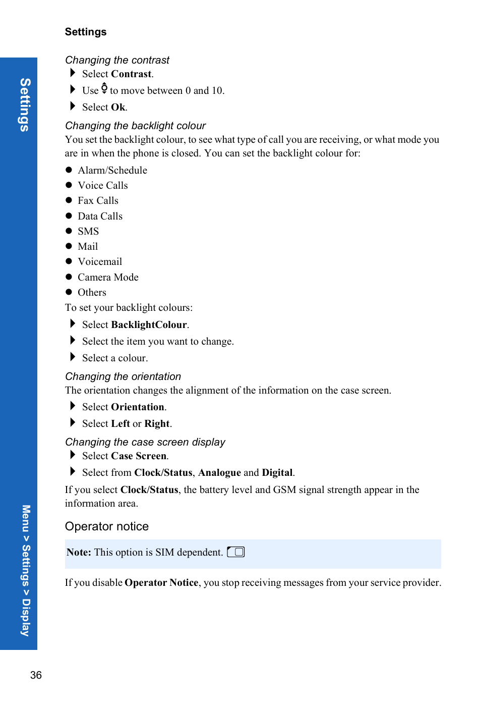 Setti ngs | Panasonic P342i User Manual | Page 35 / 128