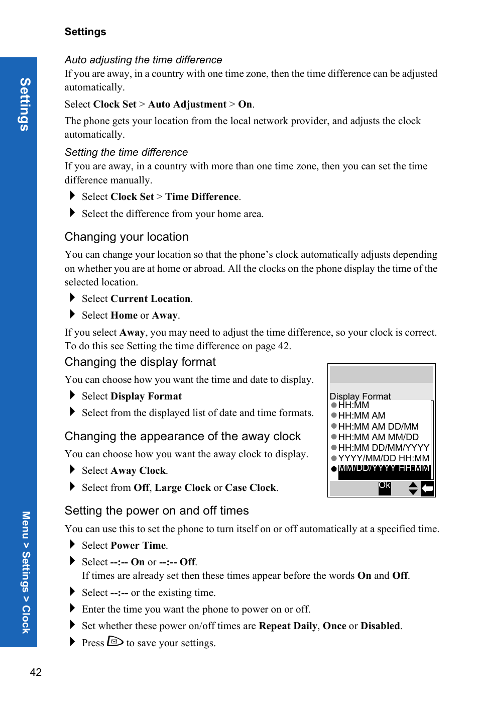 Setti ngs | Panasonic P342i User Manual | Page 41 / 128