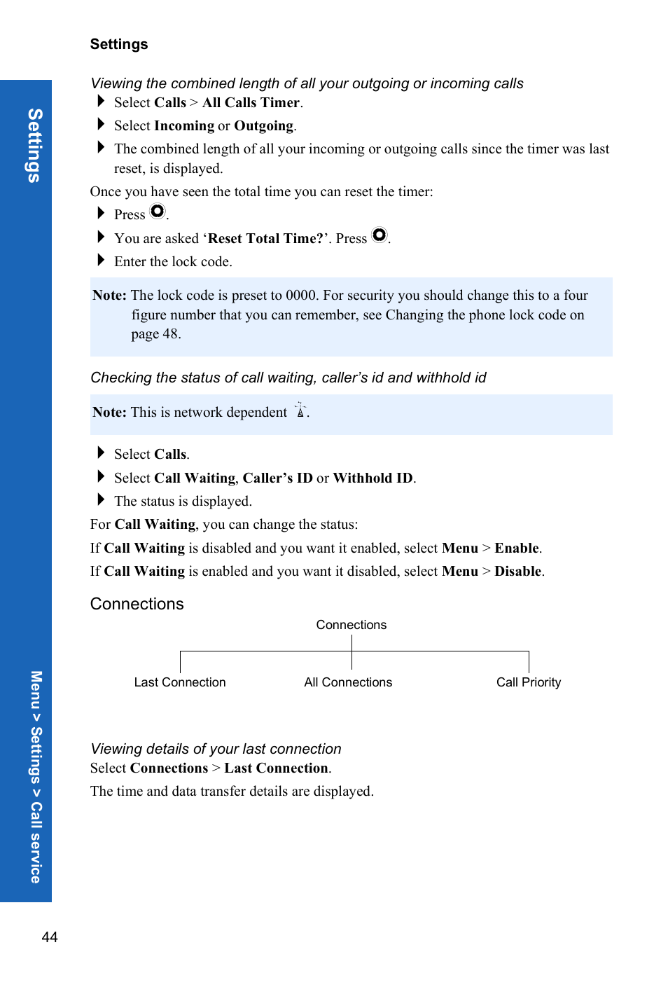 Setti ngs | Panasonic P342i User Manual | Page 43 / 128