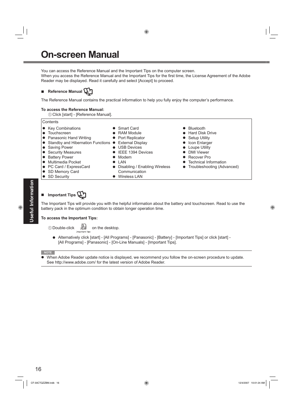 On-screen manual | Panasonic CF-30 User Manual | Page 16 / 40