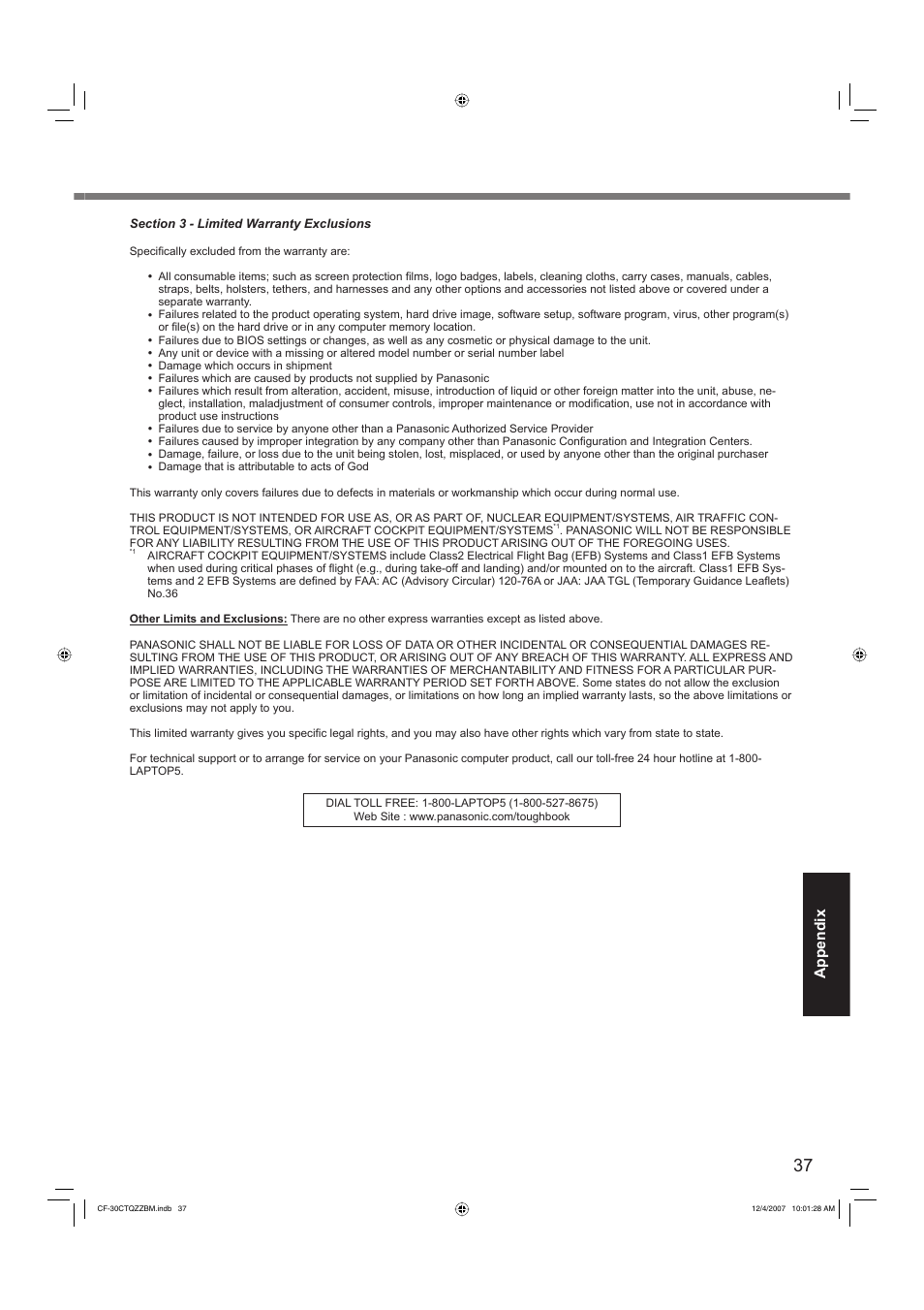 Appendix | Panasonic CF-30 User Manual | Page 37 / 40