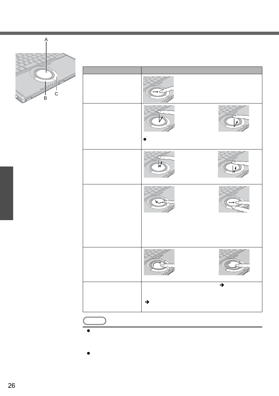 Using the touch pad | Panasonic CF-W2 User Manual | Page 26 / 76