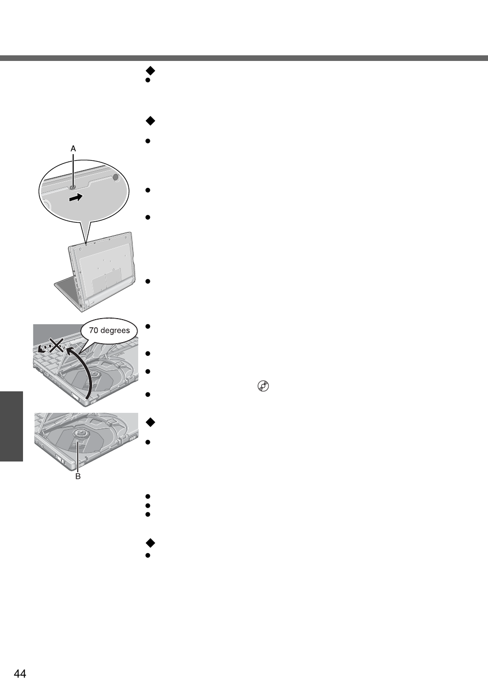 Using cd / dvd, Using cd/dvd, Before using the drive | About recognition of media | Panasonic CF-W2 User Manual | Page 44 / 76