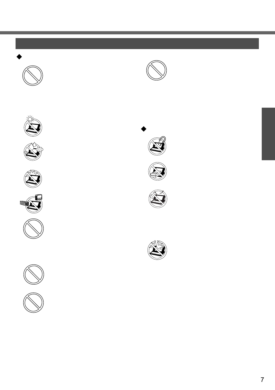 Precautions, Usage, Handling | Panasonic CF-W2 User Manual | Page 7 / 76