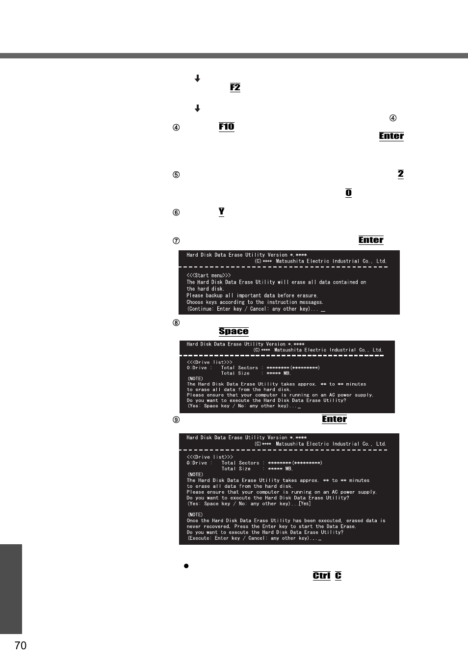 Hard disk data erase utility | Panasonic CF-W2 User Manual | Page 70 / 76