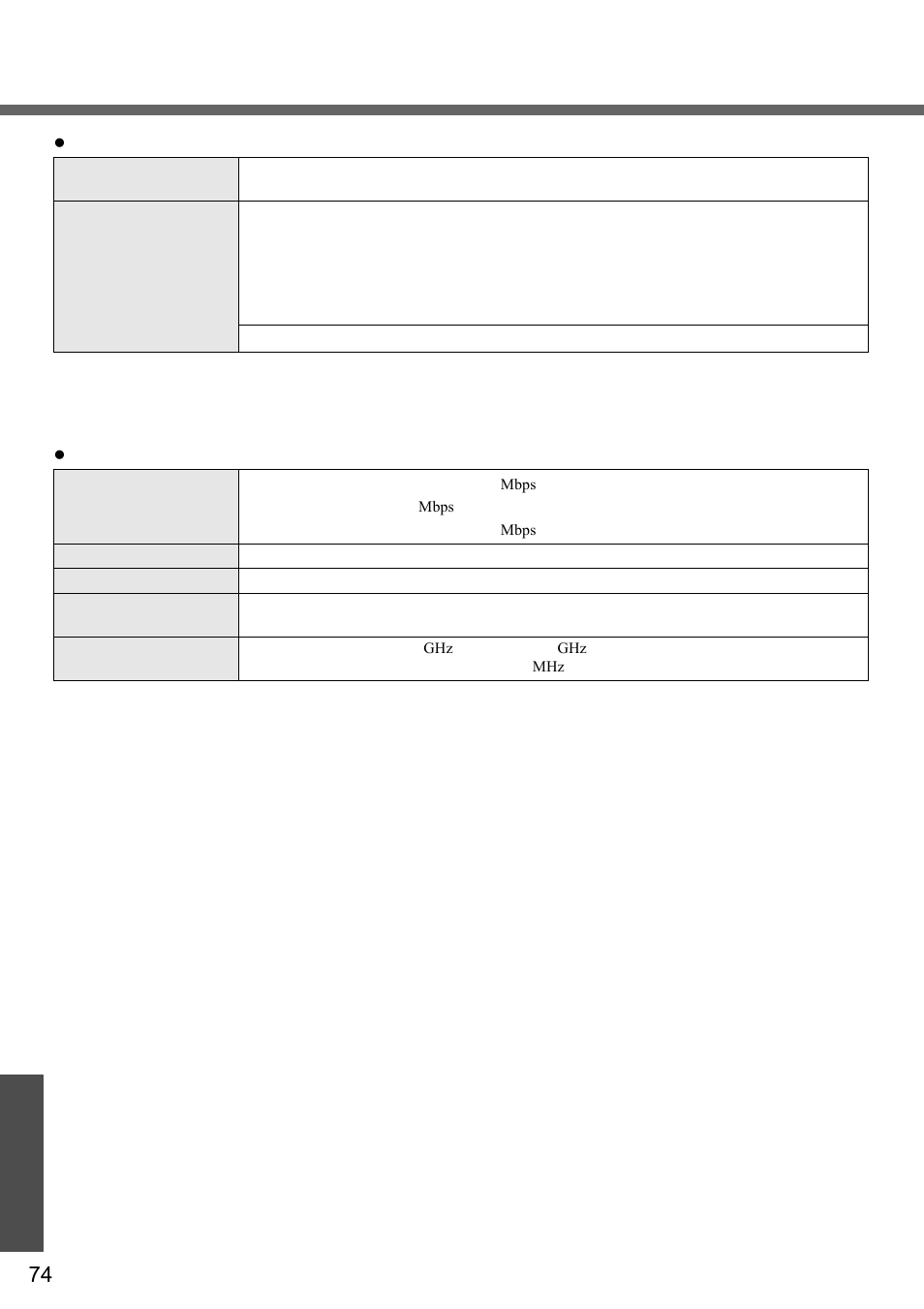 Specifications, Im p o rt ant inf o rmat ion | Panasonic CF-W2 User Manual | Page 74 / 76