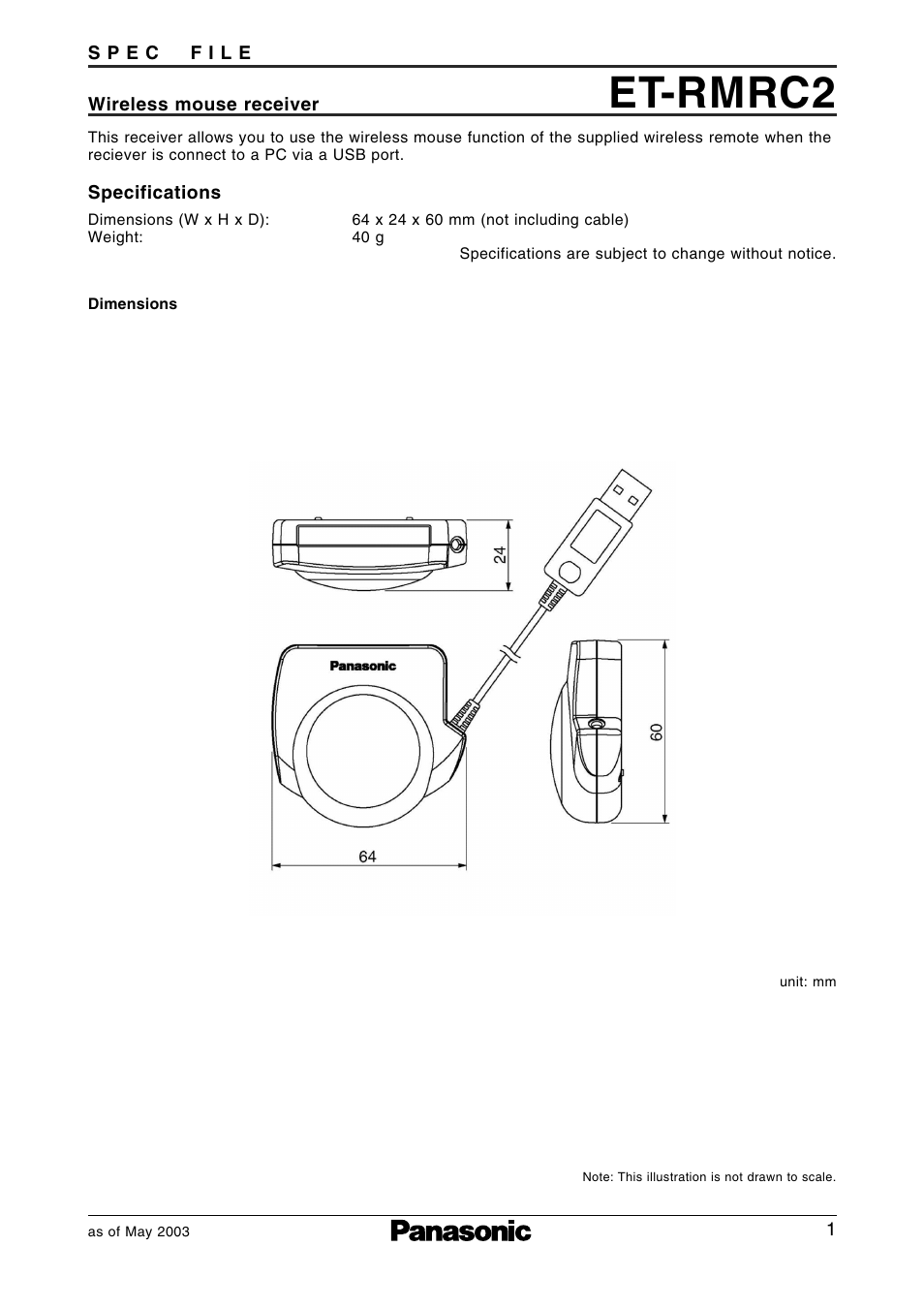 Panasonic ET-RMRC2 User Manual | 1 page