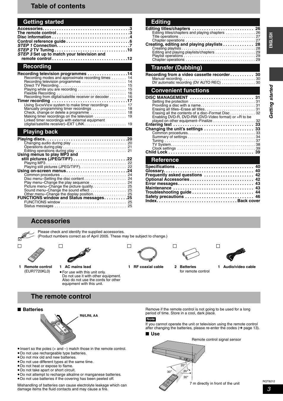 Panasonic DMR-ES20  EN User Manual | Page 3 / 48