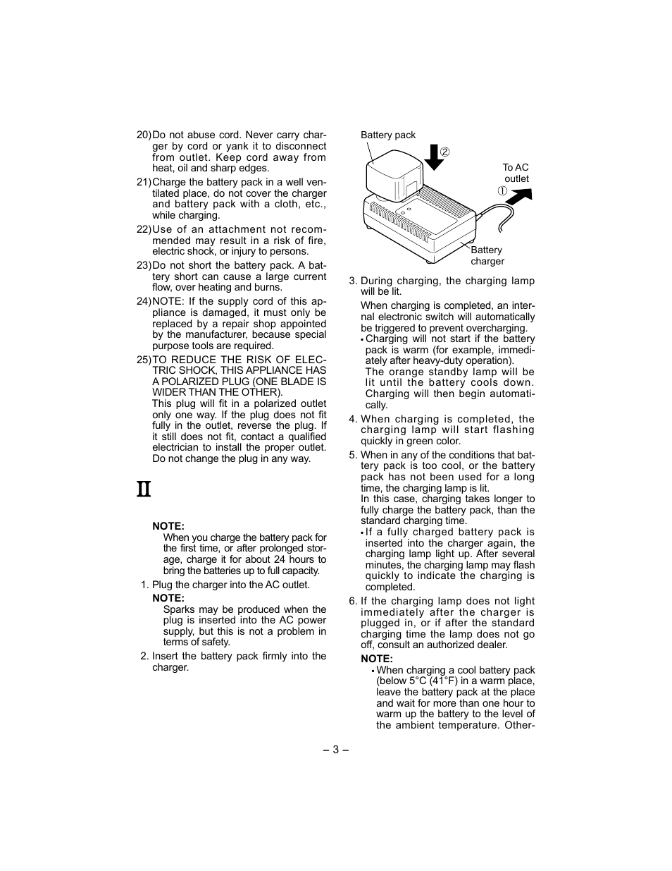 Charging the charging the battery | Panasonic EY0110 User Manual | Page 3 / 4