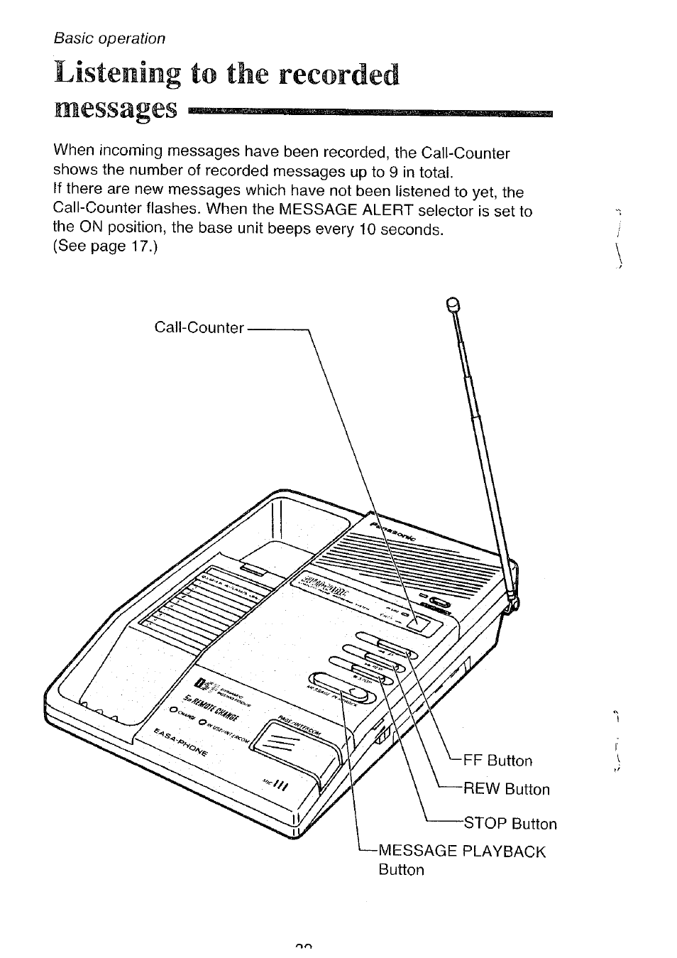 Listening to the recorded messages | Panasonic KX-T4300BA User Manual | Page 32 / 66