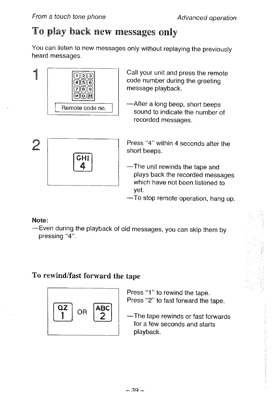 Mote | Panasonic KX-T4300BA User Manual | Page 39 / 66