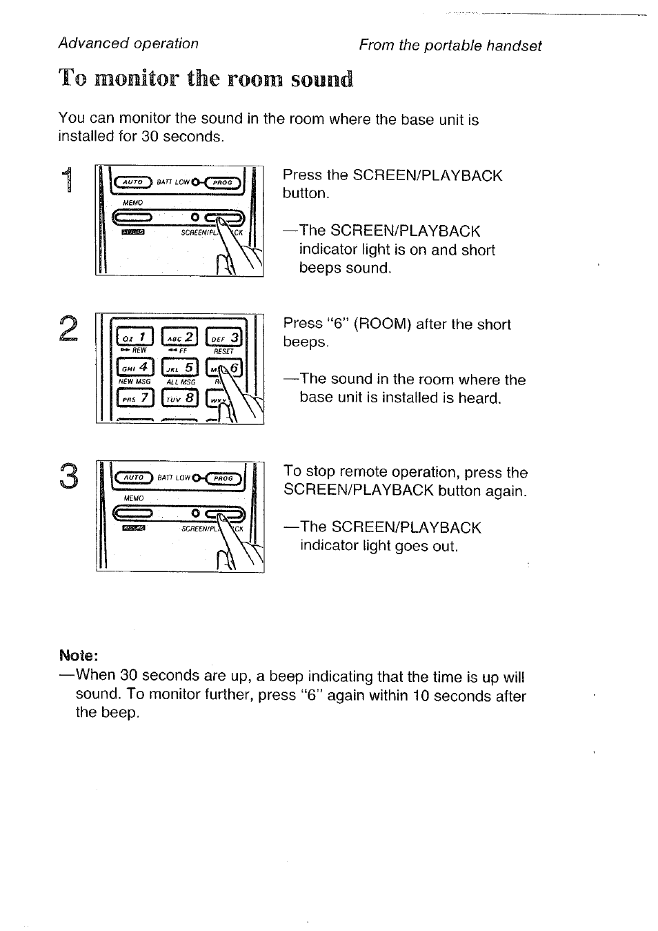 To monitor the room sound | Panasonic KX-T4300BA User Manual | Page 50 / 66