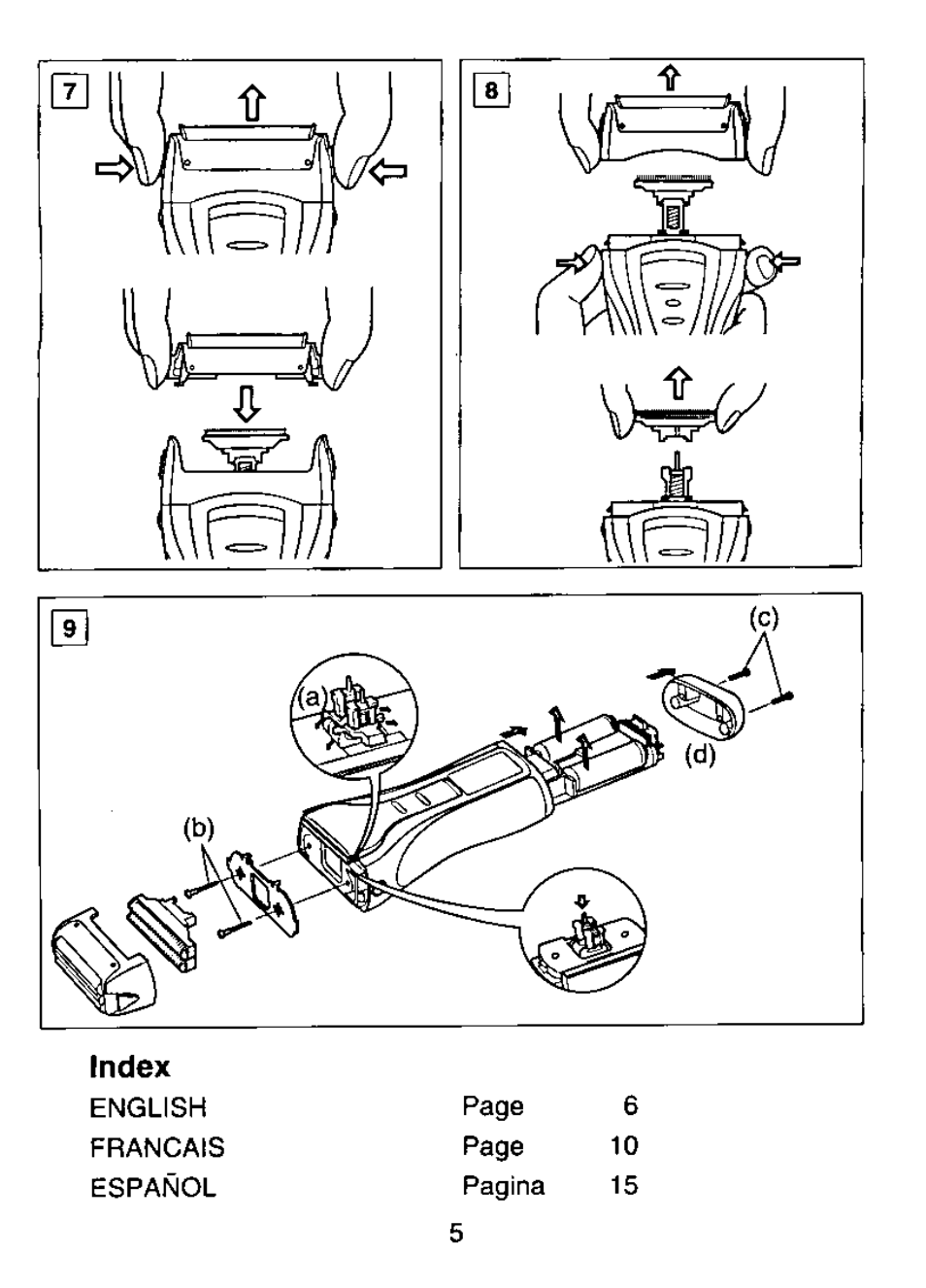 Index | Panasonic ES7015 User Manual | Page 5 / 20