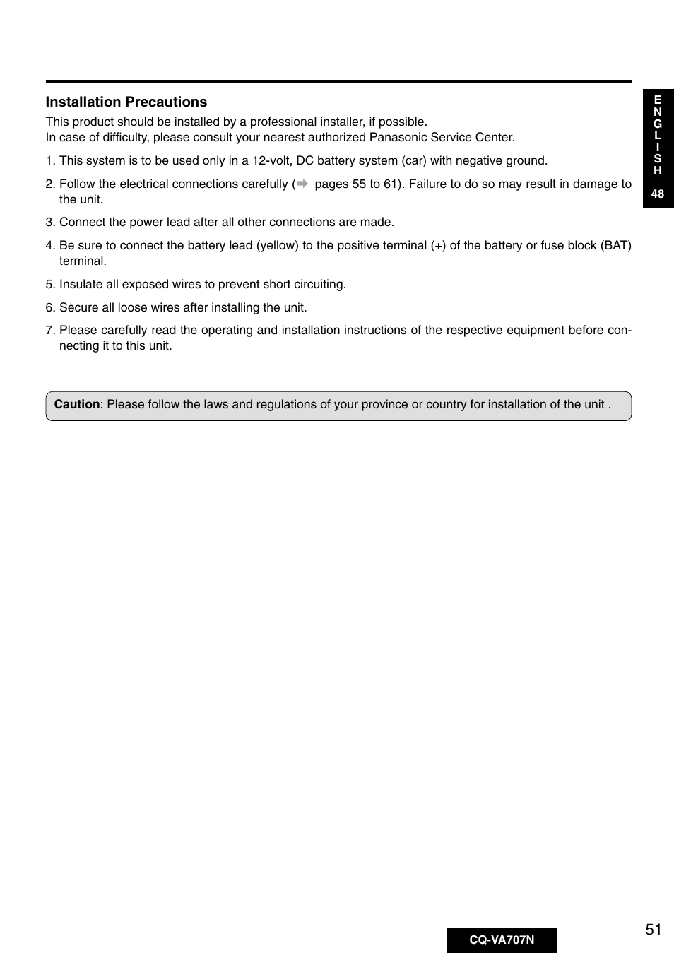 Panasonic CQ-VA707N User Manual | Page 50 / 67