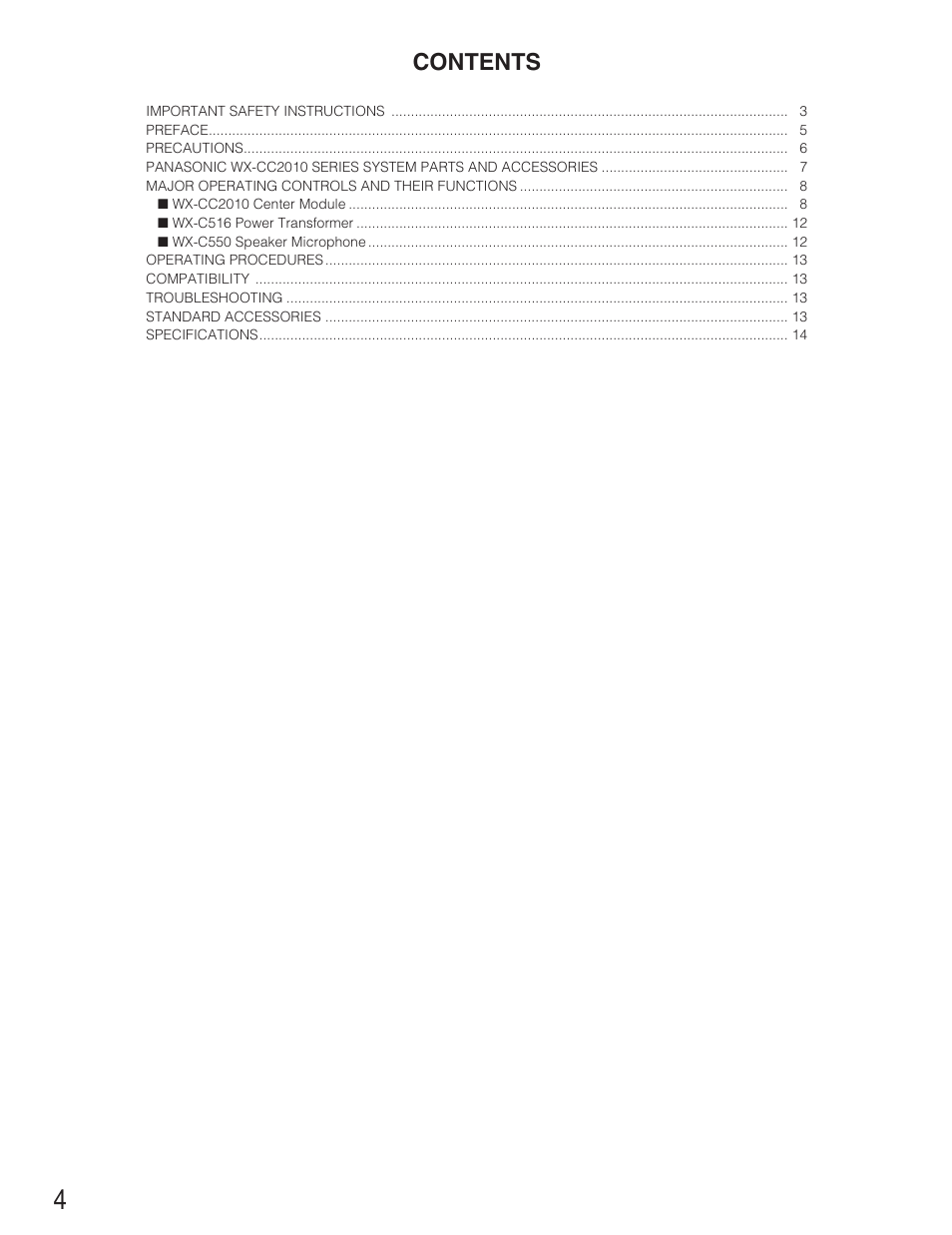 Panasonic WX-CC2010 User Manual | Page 4 / 15