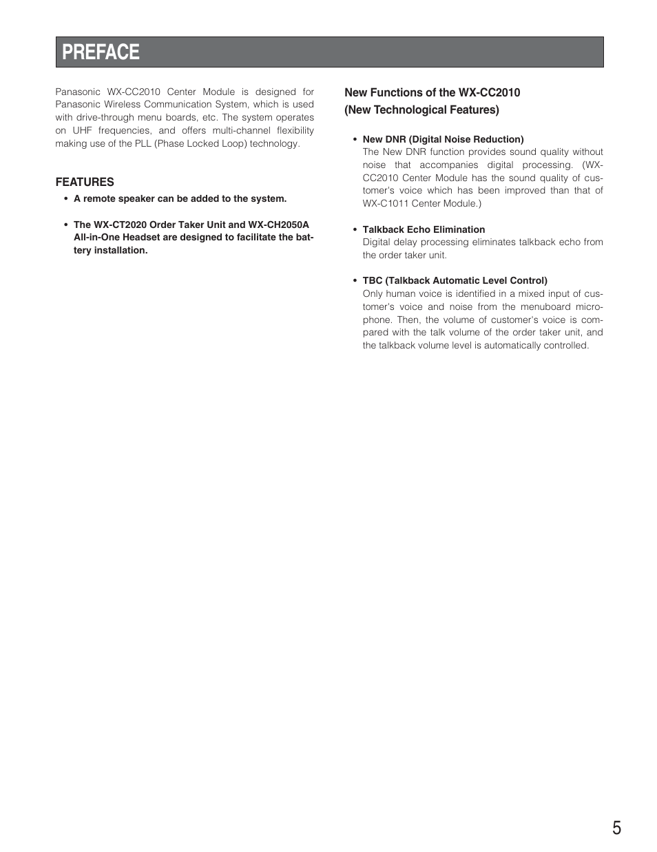 Preface | Panasonic WX-CC2010 User Manual | Page 5 / 15