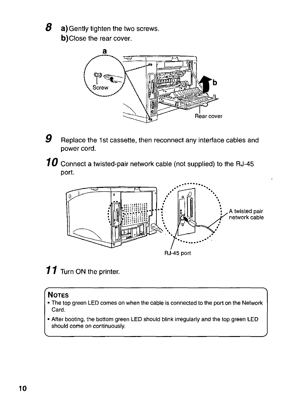 11 turn on the printer | Panasonic KX-PNB2 User Manual | Page 10 / 32