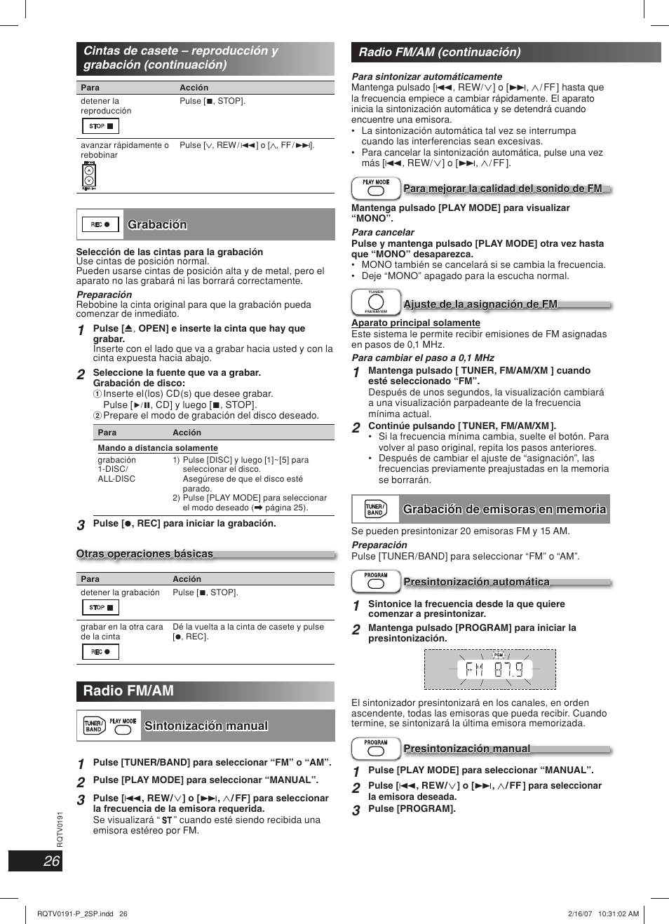Radio fm/am | Panasonic SC-AK450 User Manual | Page 26 / 28