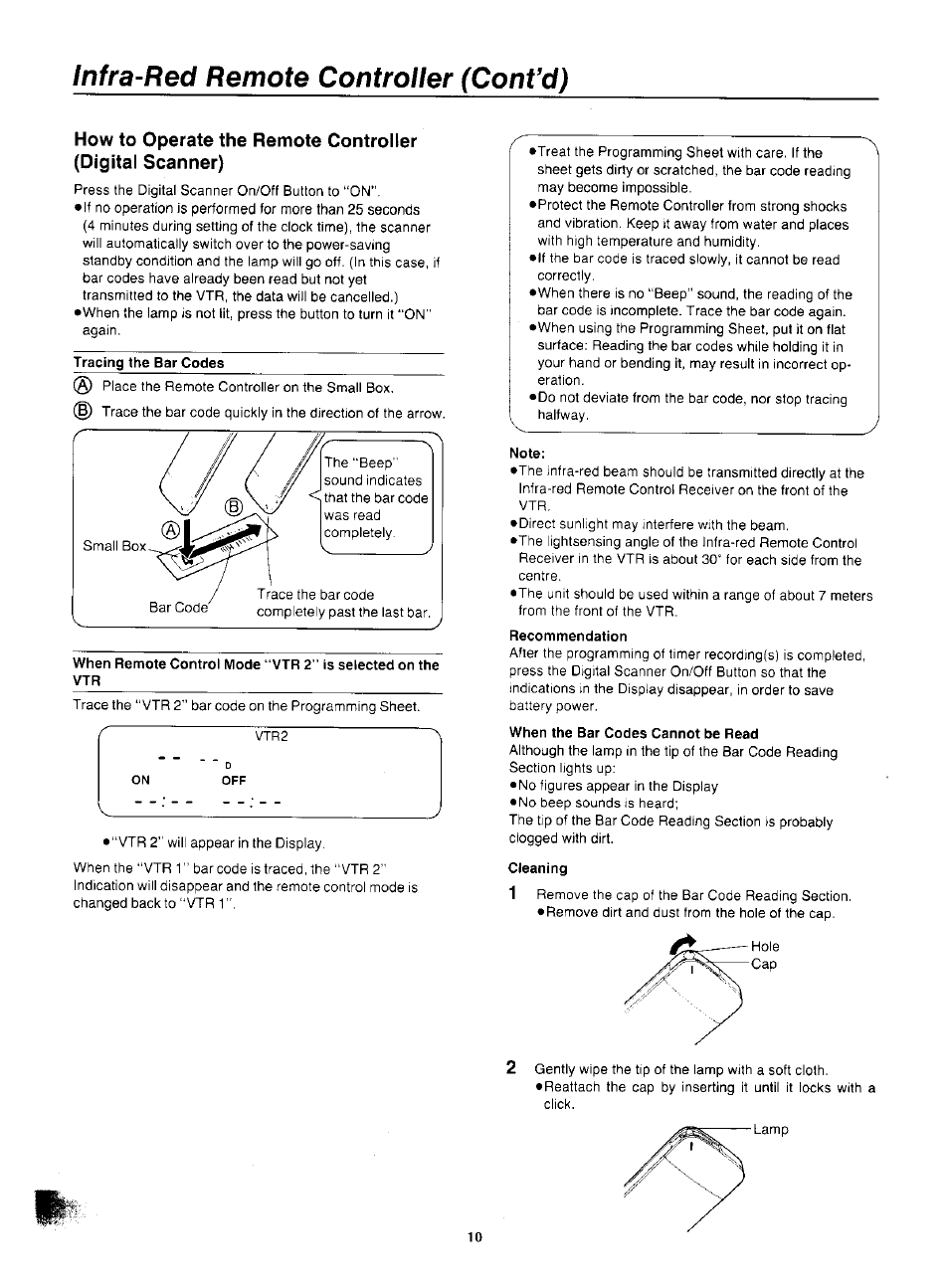 Infra-red remote controller (cont’d) | Panasonic NV-F55EA User Manual | Page 10 / 47