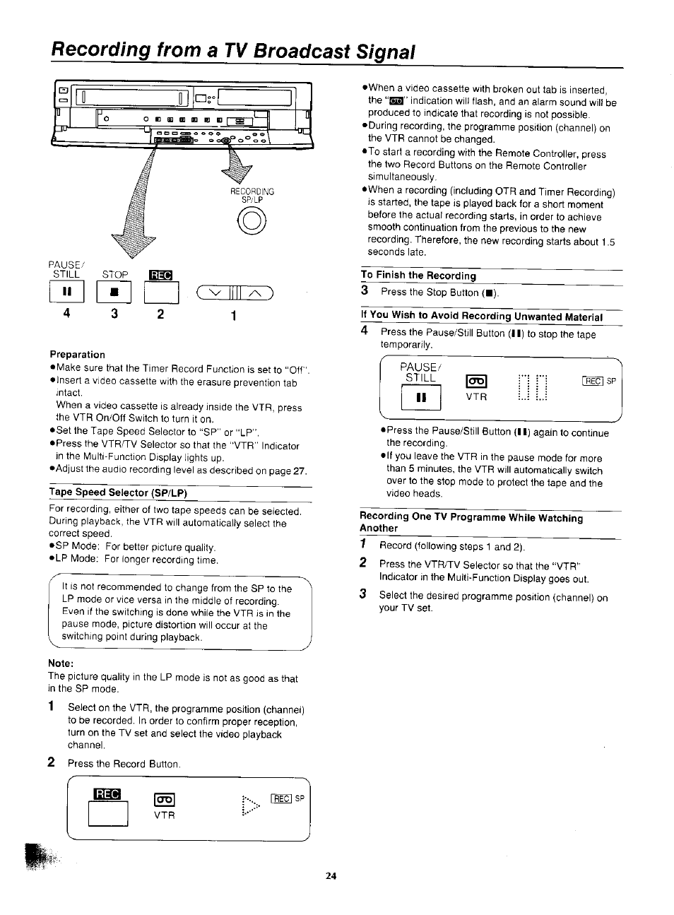 Recording from a tv broadcast signal, Laaa | Panasonic NV-F55EA User Manual | Page 24 / 47