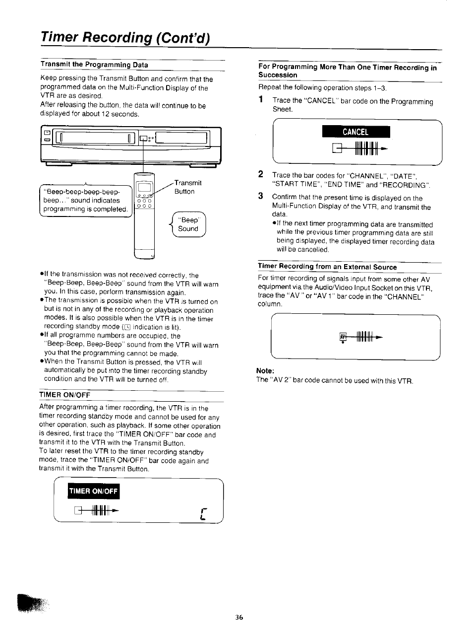 Timer recording (cont’d) | Panasonic NV-F55EA User Manual | Page 36 / 47