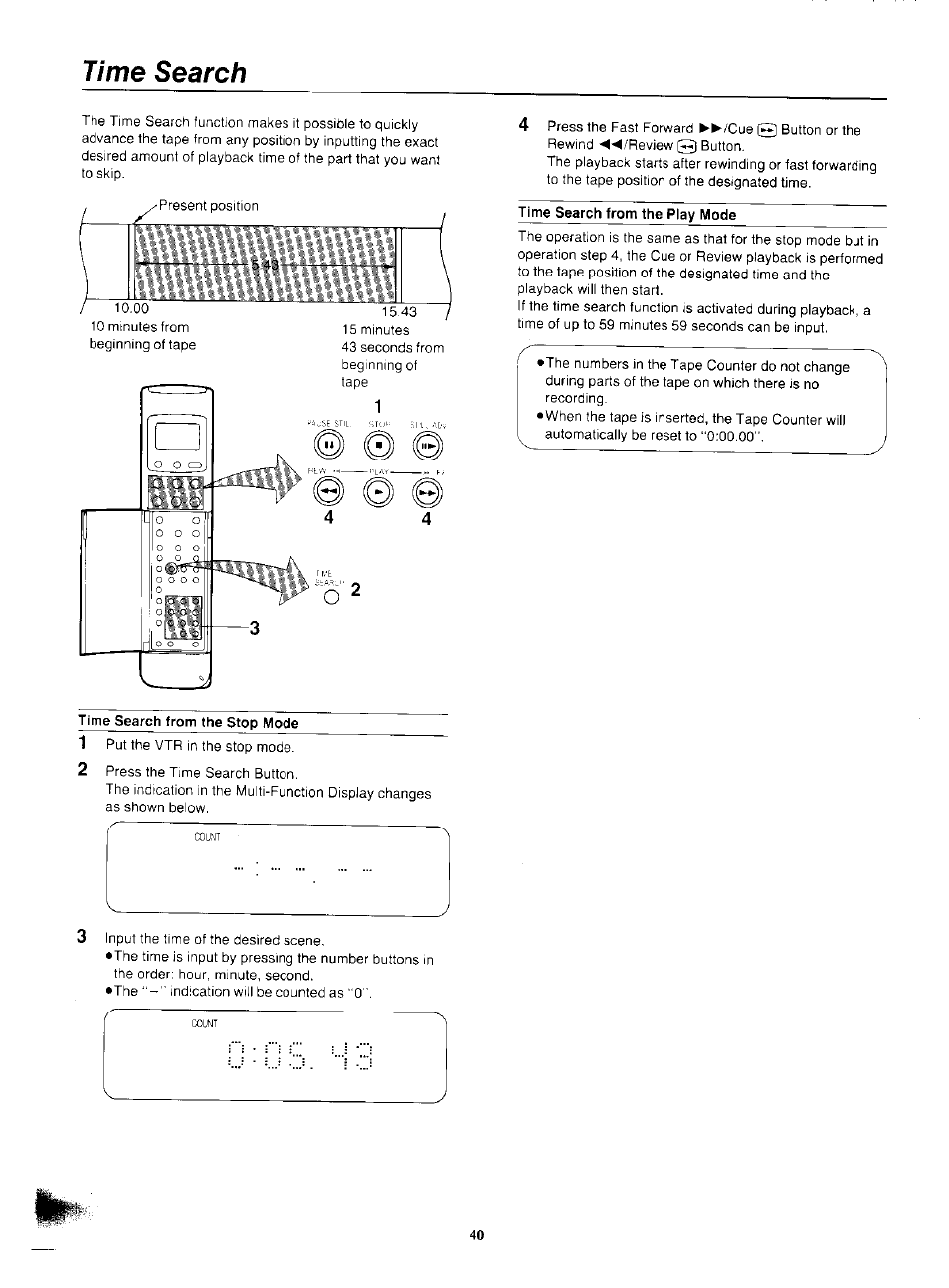 Time search | Panasonic NV-F55EA User Manual | Page 40 / 47