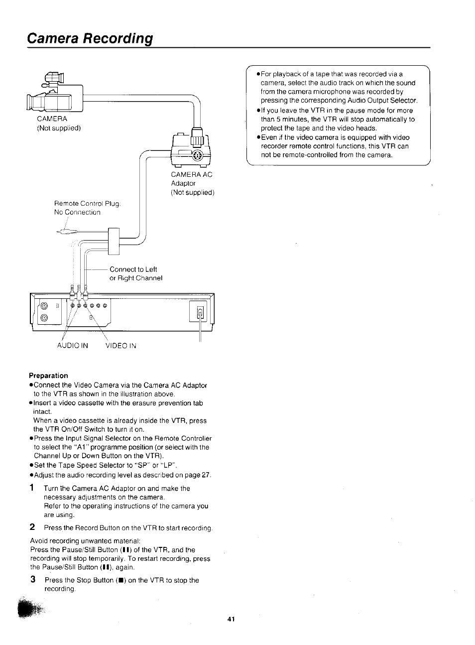 Camera recording | Panasonic NV-F55EA User Manual | Page 41 / 47