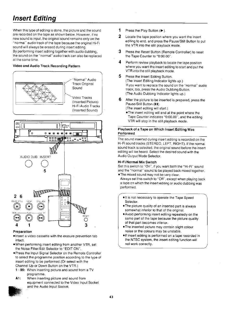 Insert editing | Panasonic NV-F55EA User Manual | Page 43 / 47
