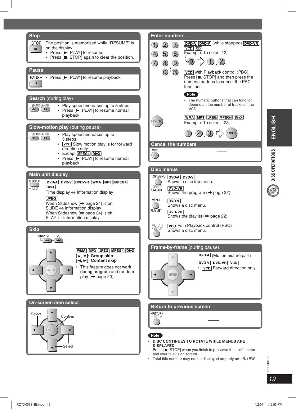 English | Panasonic SC-PT550 User Manual | Page 19 / 48