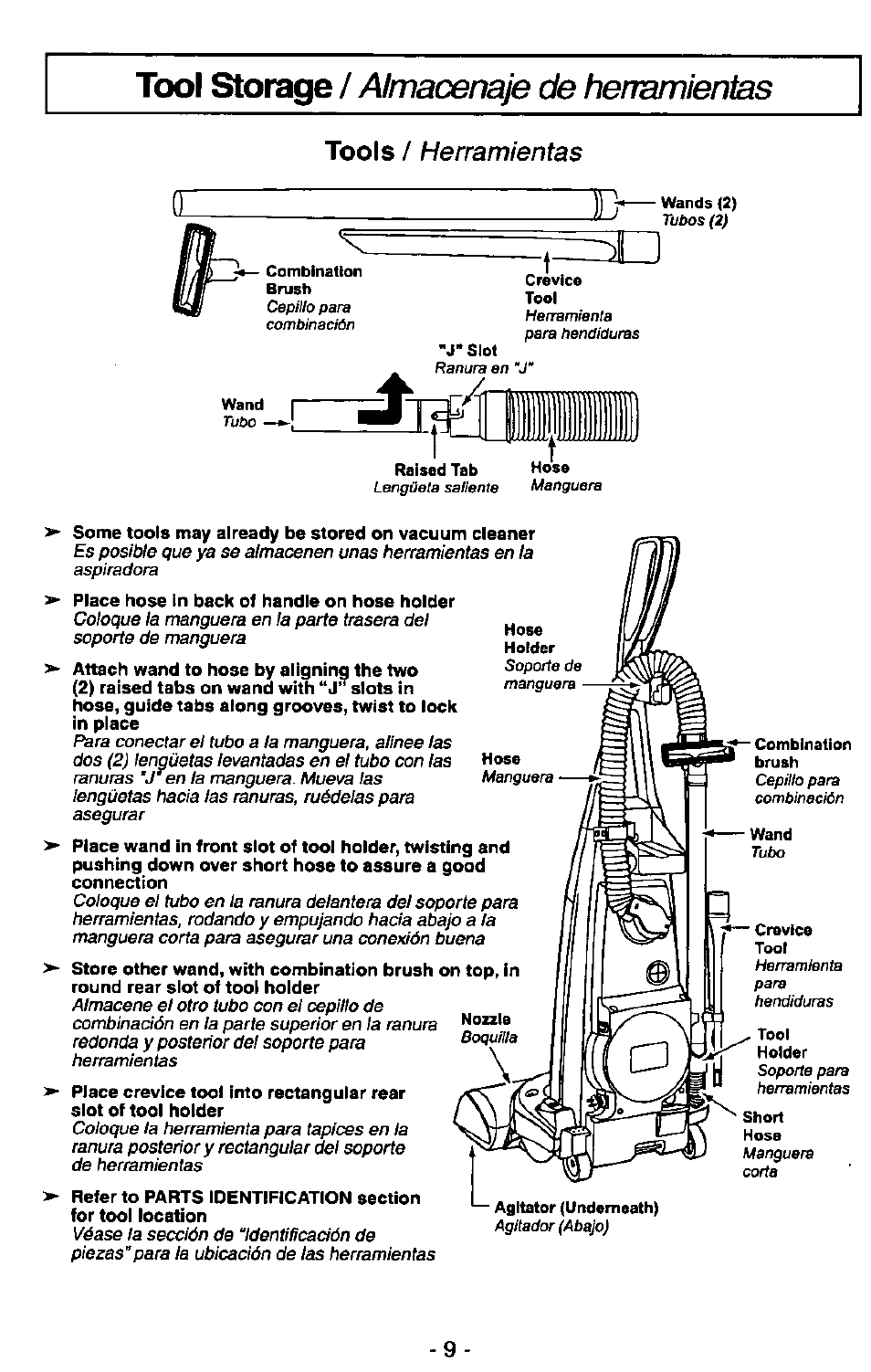 Tools, Herramientas | Panasonic MC-V7400D User Manual | Page 9 / 24