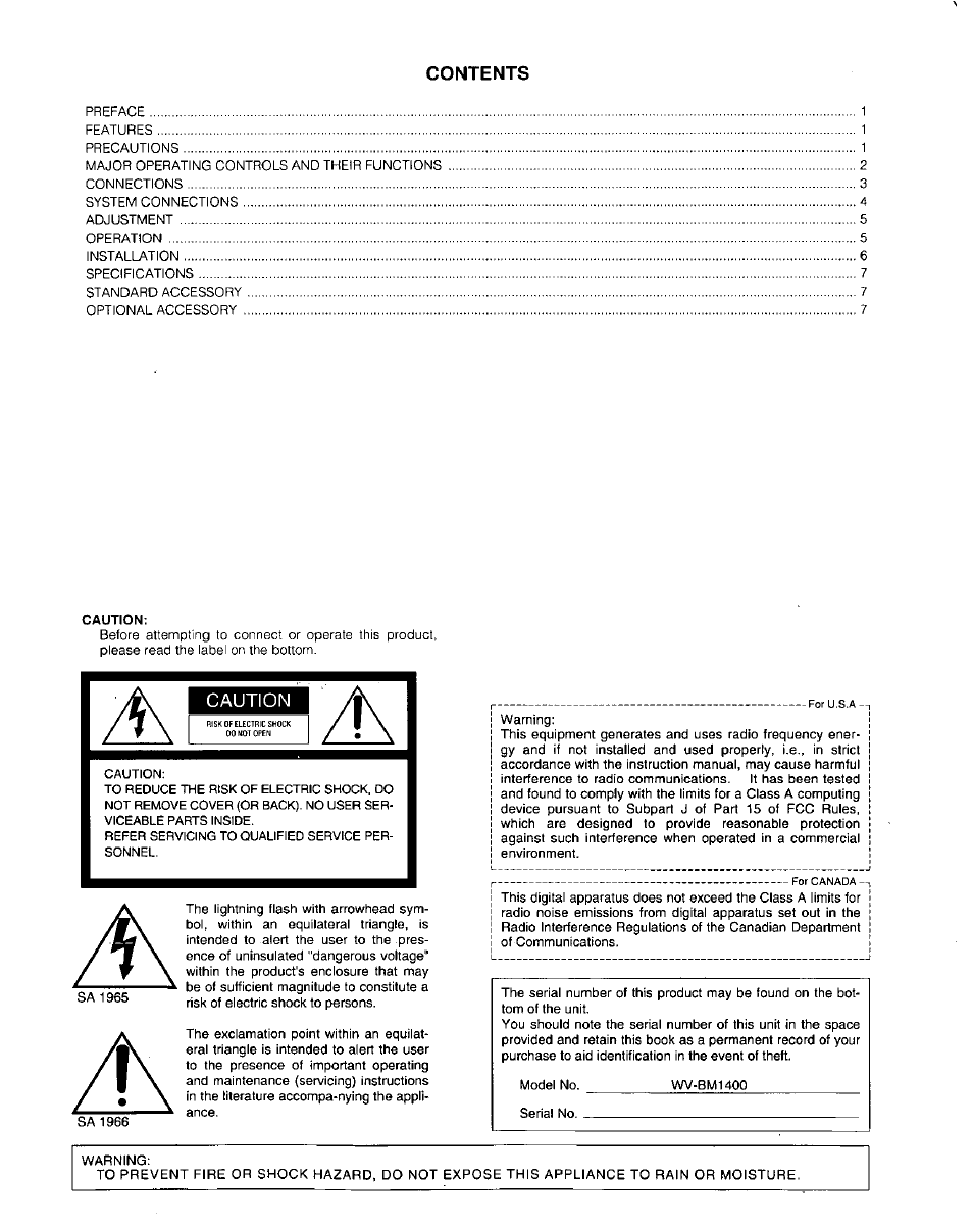 Panasonic WV-BM1400 User Manual | Page 2 / 10