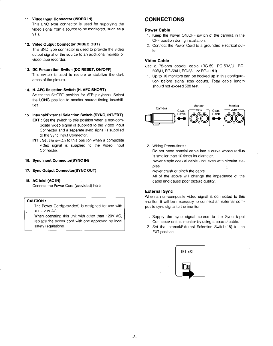 Connections | Panasonic WV-BM1400 User Manual | Page 5 / 10